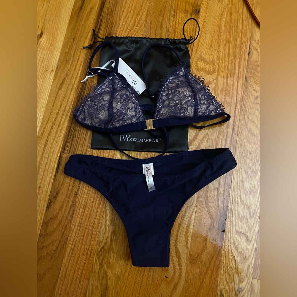 IVY Swimwear Navy Blue Lace Bikini Set (small)